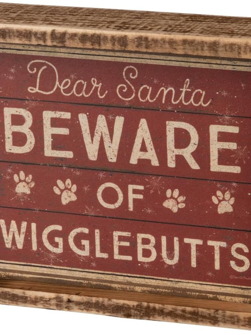 Rustic "Paw Print" Inset Wood Box Sign – 7" x 5.5" x 1.75"
